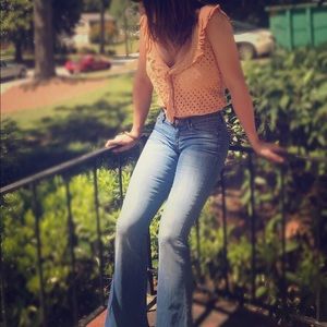 FREE PEOPLE peach cropped top